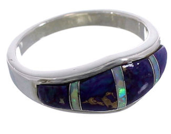 Magenta Turquoise Opal Inlay Ring Size 7-3/4 EX43932